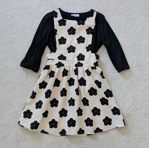Modcloth black cream pinafore overall retro dress